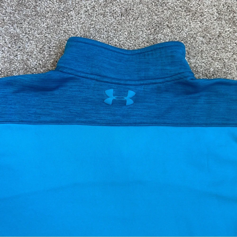 Under Armour ColdGear 1/4 Zip Pullover Men's Large Blue Two-Tone Fleece Loose - Picture 7 of 7